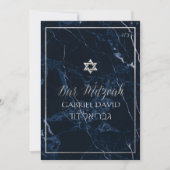 PixDezinesマーブルフェイクシルバースターバー(ユダヤ教の)バル・ミツバー 招待状 (正面)