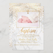 PixDezinesマーブルフェイク金ゴールドドット/バプティスカード 招待状 (正面/裏面)