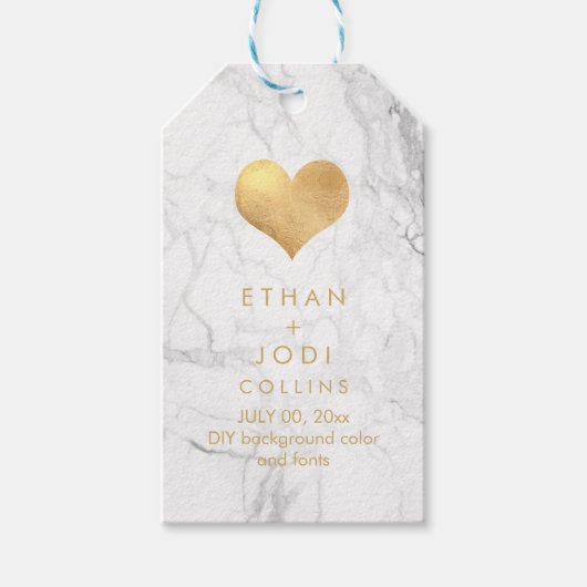 PixDezinesマーブルフェイク金ゴールドハート/DIYカラー ギフトタグ (正面)