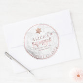 PixDezinesマーブル（ユダヤ教の）バル・ミツバーステッカー/バラ金ゴールド ラウンドシール (封筒)