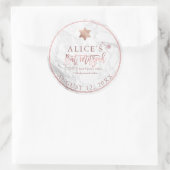 PixDezinesマーブル（ユダヤ教の）バル・ミツバーステッカー/バラ金ゴールド ラウンドシール (バッグ)