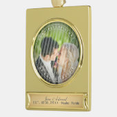 PixDezinesミセス・初めてのクリスマス結婚ズの写真 ゴールドプレートバナーオーナメント (左)