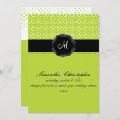 PixDezinesミニドット|DIY背景色，ライム 招待状 (正面/裏面)