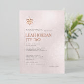 PixDezinesミニマモダンリストバラ金ゴールドバルミツワー 箔招待状 (立ち正面)