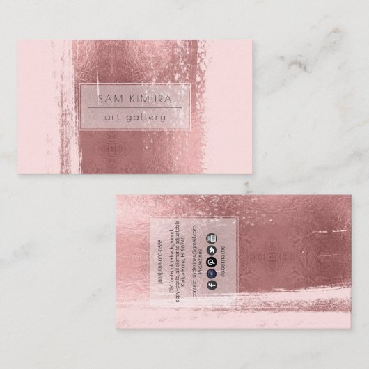 PixDezinesミニマリストフェイクバラ金ゴールドブラシストローク 名刺 (正面/裏面)