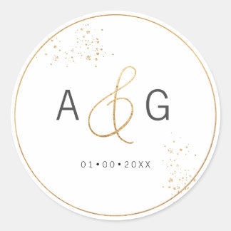 PixDezinesミニマリストフェイク金ゴールドアンパサンド ラウンドシール