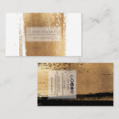 PixDezinesミニマリストフェイク金ゴールドブラシストローク 名刺 (正面/裏面)