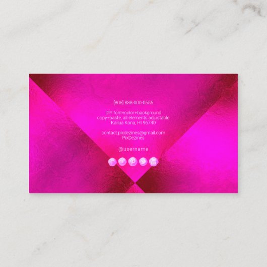 PixDezinesミニマリストホット+鮮やかなピンク 名刺 (裏面)