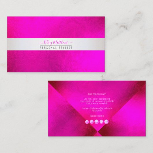 PixDezinesミニマリストホット+鮮やかなピンク 名刺 (正面/裏面)