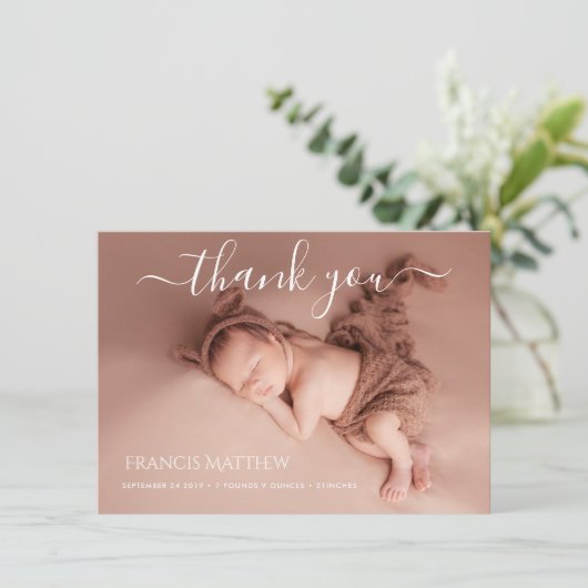 PixDezinesミニマリスト写真ありがとう誕生 招待状 (スタンド正面)