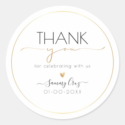 PixDezinesミニマルエレガントリストフェイク金ゴールドありがとう ラウンドシール (正面)