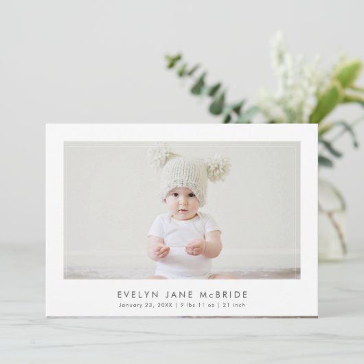 PixDezinesミニマルシンプルリスト誕生 案内状 (スタンド正面)