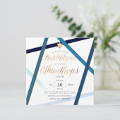 PixDezinesミニマルバー（ユダヤ教の）バル・ミツバーフェイク金ゴールド 招待状 (スタンド正面)