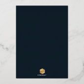 PixDezinesミニマルモダンリストダークティール（緑がかった色）バー（ユダヤ教の）バル・ミツバ 箔招待状 (裏面)