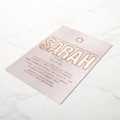 PixDezinesミニマルDIYバラ金ゴールド(ユダヤ教の)バル・ミツバー 箔招待状 (回転した状態)