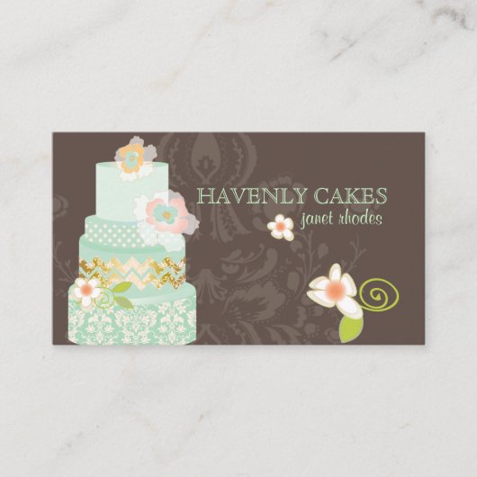 PixDezinesミント結婚リーのケーキ/披露宴カード エンクロージャーカード (正面)