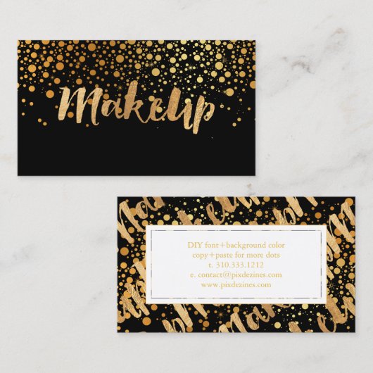 PixDezinesメイクアップアーティスト/目まいフェイクる金ゴールド妖怪 名刺 (正面/裏面)