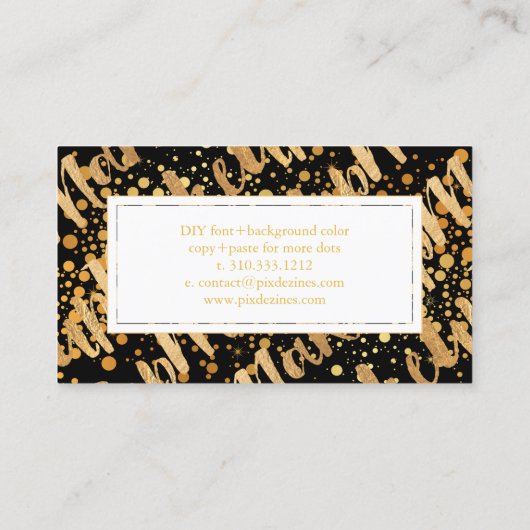 PixDezinesメイクアップアーティスト/目まいフェイクる金ゴールド妖怪 名刺 (裏面)