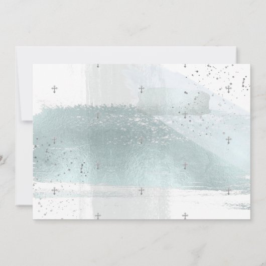 PixDezinesメタリックフェイクダスティブルー献身 招待状 (裏面)