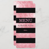PixDezinesメニュストライプー黒い/ピンクストロベリー メニュー (正面/裏面)
