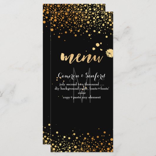 PixDezinesメニュー目まいがする金ゴールド株 メニュー (正面/裏面)