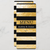 PixDezinesメニュー黒のストライプ金ゴールド メニュー (正面/裏面)