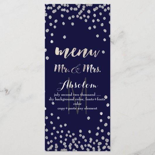 PixDezinesメニューDIYカラー/シルバー紙吹雪 メニュー (正面)