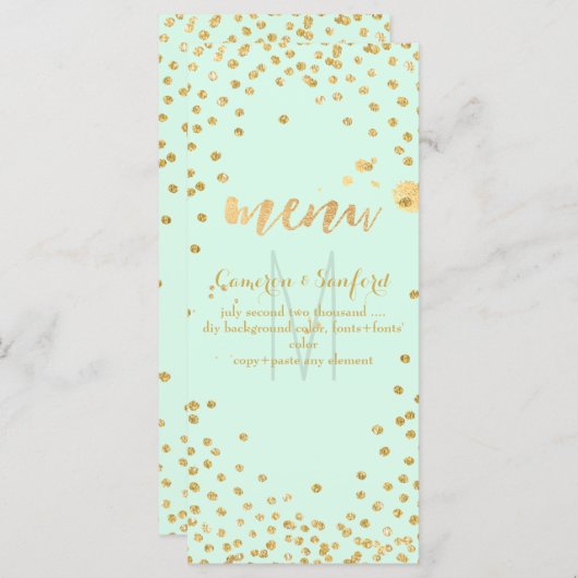 PixDezinesメニューDIYカラー/目まいがする金ゴールド メニュー (正面/裏面)