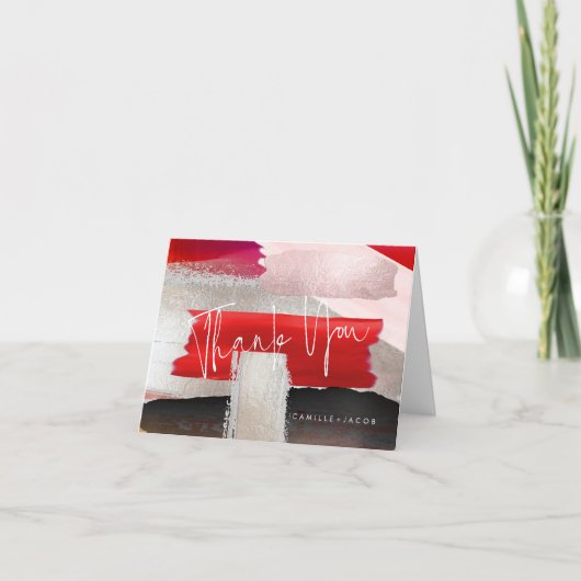 PixDezinesモダン水彩赤黒 サンキューカード (正面)