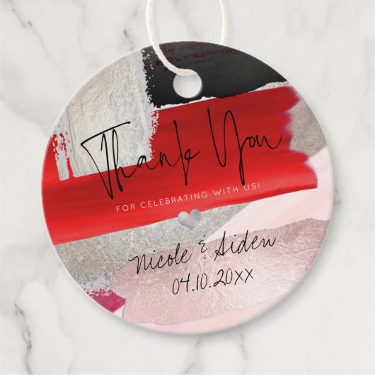 PixDezinesモダン水彩赤黒 フェイバータグ (正面)