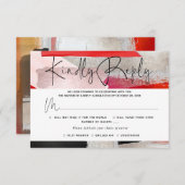 PixDezinesモダン水彩赤黒 出欠カード (正面/裏面)