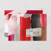 PixDezinesモダン水彩赤黒 出欠カード (正面/裏面)