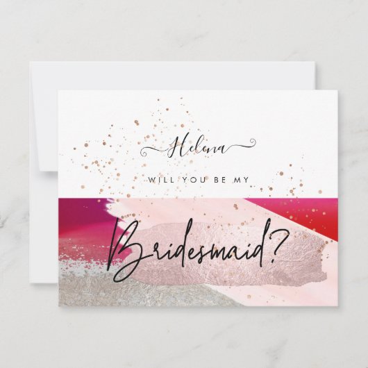 PixDezinesモダン水彩赤黒 招待状 (正面)