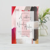 PixDezinesモダン水彩赤黒 招待状 (スタンド正面)