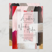 PixDezinesモダン水彩赤黒 招待状 (正面/裏面)