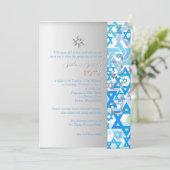 PixDezinesモダン stars/バー（ユダヤ教の）バル・ミツバー/ダークブルー/シルバー 招待状 (スタンド正面)