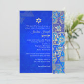 PixDezinesモダン stars/バー（ユダヤ教の）バル・ミツバー/ダークブルー/シルバー 招待状 (スタンド正面)