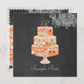 PixDezinesモノグラムアリスフローラケーキ 招待状 (正面/裏面)