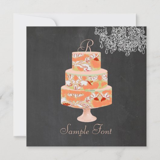 PixDezinesモノグラムアリスフローラケーキ 招待状 (正面)