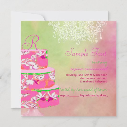 PixDezinesモノグラムアリスフローラケーキ 招待状 (裏面)