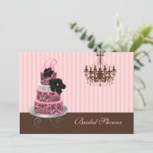 PixDezinesモノグラムケーキ、ブライダルシャワー 招待状 (スタンド正面)