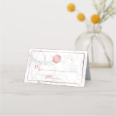 PixDezinesモノグラムバラ金ゴールドハニカム+大理石 プレイスカード (正面)