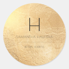 PixDezinesモノグラムフェイクゴールドフォイル差出人住所 ラウンドシール