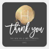 PixDezinesモノグラムフェイクゴールドフォイル、ありがとう スクエアシール (正面)