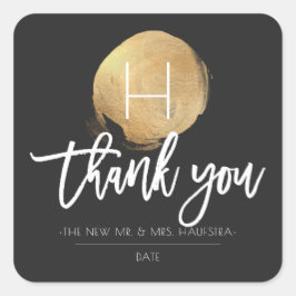 PixDezinesモノグラムフェイクゴールドフォイル、ありがとう スクエアシール