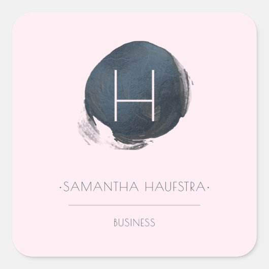 PixDezinesモノグラムフェイクフォイル石板ブルー スクエアシール (正面)