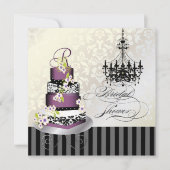 PixDezinesモノグラムブライダルシャワー/プラムプリンCAK 招待状 (正面)