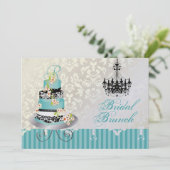 PixDezinesモノグラムブライダル、ティール(緑がかった色)結婚ズケーキ (スタンド正面)