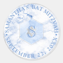 PixDezinesモノグラムブルーハニカム（ユダヤ教の）バル・ミツバー ラウンドシール