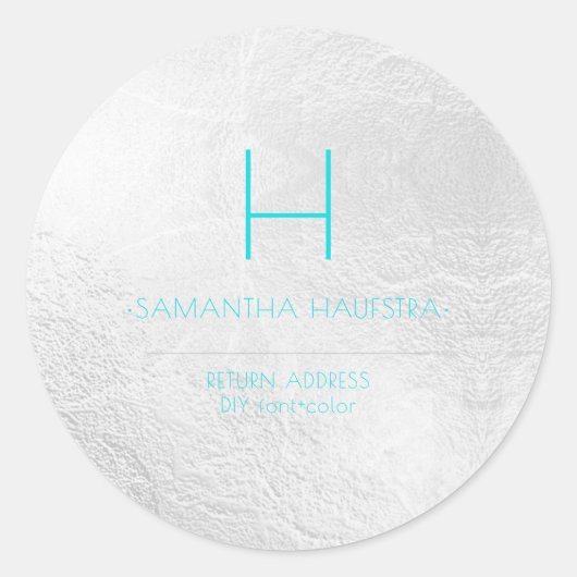 PixDezinesモノグラムプラチナ+アクア ラウンドシール (正面)